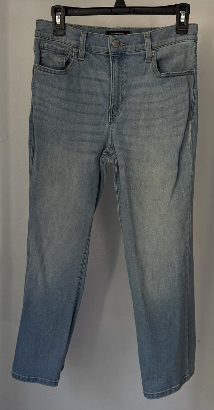 Banana Republic Womens High Rise Cropped Bootcut Jeans 27/4 Light Wash Stretch